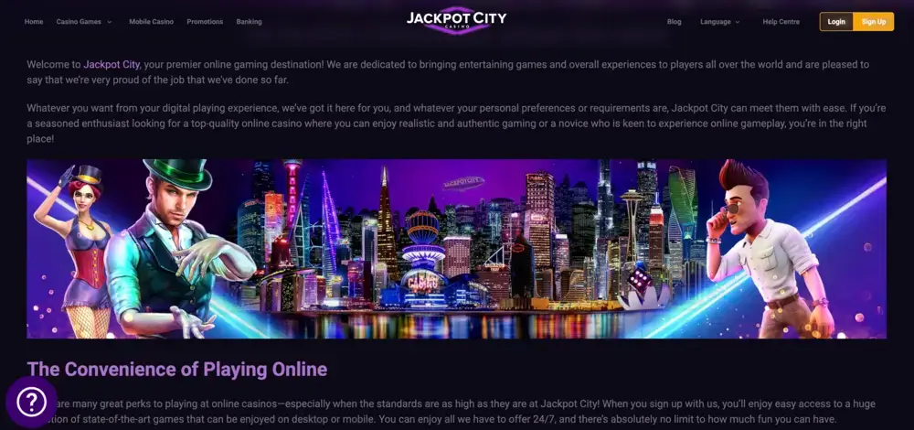 Jackpot City Casino Website.
