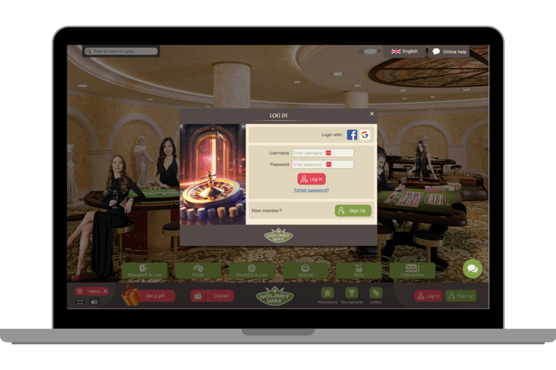 Login Form of the NoLimit Way Casino.