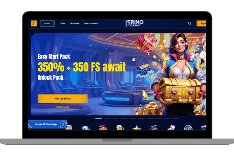 The 350% welcome bonus offered at Trino Casino.