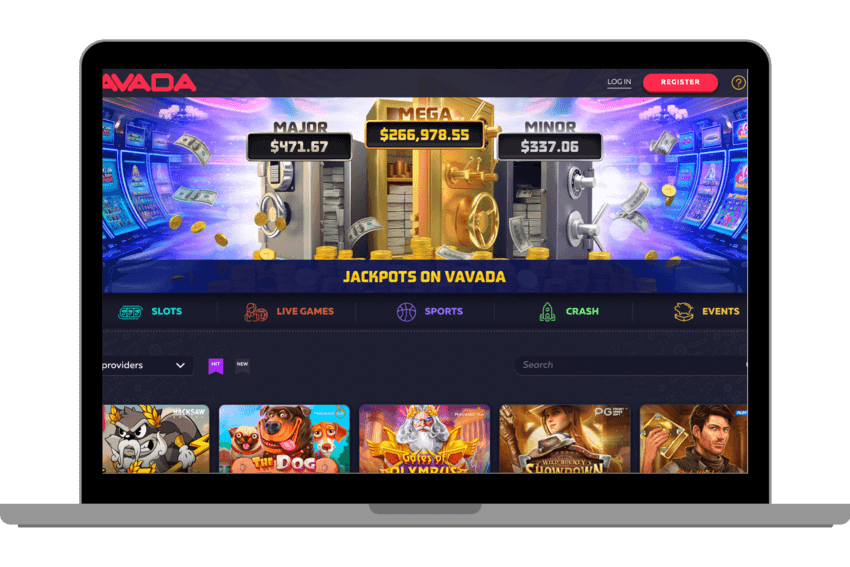 Homepage of Vavada Casino with their 1000€ Bonus promotion.