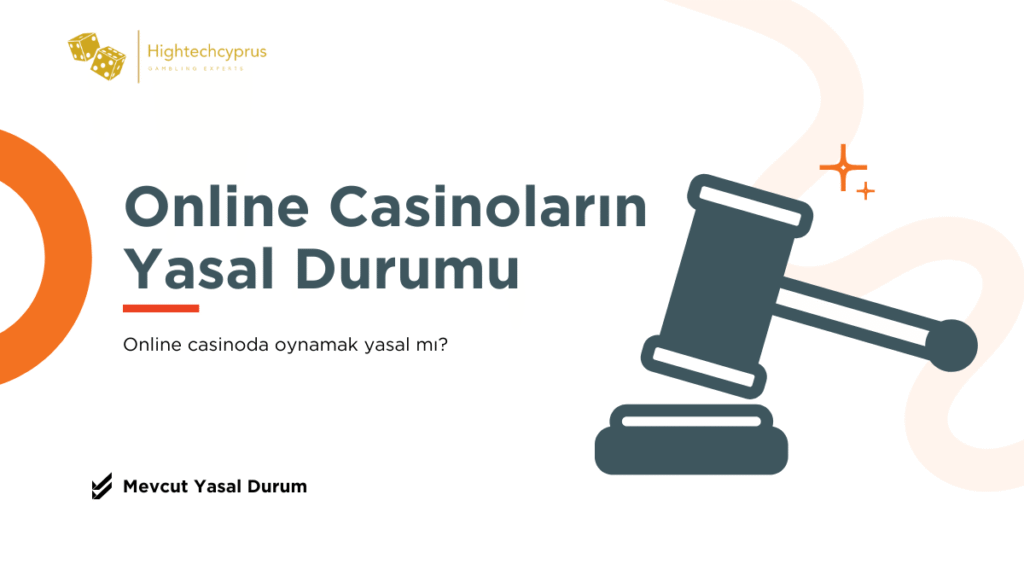 Kıbrıs’ta Türk oyuncular için online casinoların yasal durumunu temsil eden görsel, adalet ve yasallık temasını simgeleyen tasarım.